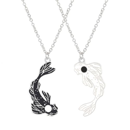Hifot 2 Stück Halskette Damen Silber Freundschaftskette, Bff Ketten für 2 Mädchen, Yin Yang Halskette Anhänger, Koi Halskette Lang für Frauen Freundin Geschenk Personalisierter Schmuck Hifot 2 Stück Halskette Damen Silber Freundschaftskette, Bff Ketten für 2 Mädchen, Yin Yang Halskette Anhänger, Koi Halskette Lang für Frauen Freundin Geschenk Personalisierter Schmuck