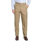Men's Cozy Hidden Expandable Waist Dress Pants | Premium Stretch Texture Weave Work to Weekend Pant(Khaki,42W30L)