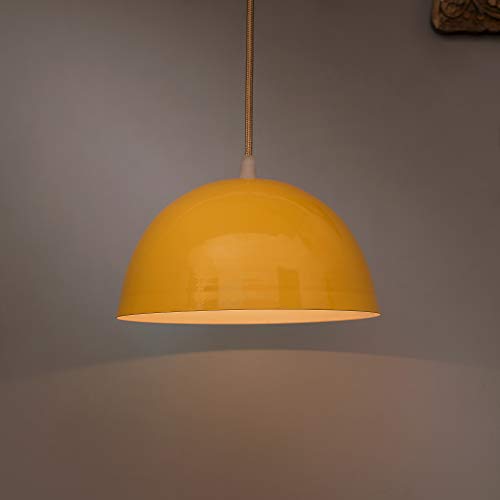 Image of Homesake Modern Pendant Light - Yellow, Adjustable Cord, Trendy Dome Shape, Living Room, Dining Room, Kitchen, Indoor Decorative Hanging Lamp, Stylish Home Decor Lighting, Minimalist Design