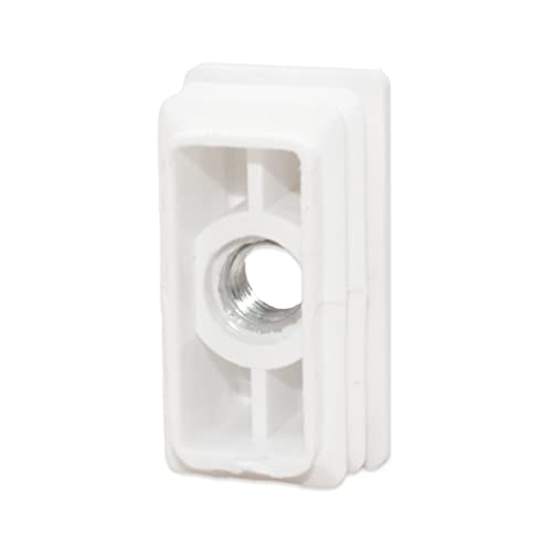 Image of Flyshop White M8 Threaded Plastic Plugs Rectangle Tube End Caps Tubing Plugs Inserts Furniture Glider 20 mm x 40 mm 4 Pcs