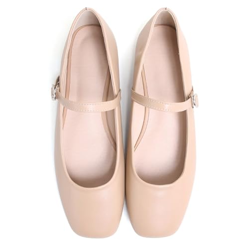 Image of LUXINYU Women's Slip on Flats,Classy Round Toe Solid Classic Mary Jane Ballet Dance Shoes Soft Comfortable PU Flat Shoes