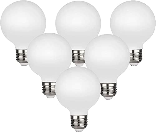 KGC LED Edison Globe Light Bulb, Neutral White 4000K CRI 90, LED Filament Light Bulb, 5W Equivalent to 40W, G25(G80) Dimmable 450LM E26 Medium Base, Frosted Glass, Bathroom Vanity Mirror Light 6 Pack