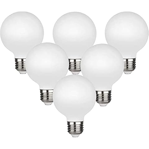 KGC LED Edison Globe Light Bulbs, Warm White 2700K CRI 90, LED Filament Light Bulb, 5W Equivalent to 40W, G25(G80) Dimmable LED Bulbs, Milky Glass, Bathroom Vanity Mirror, Pack of 6 Cover