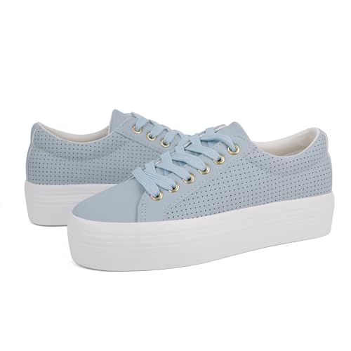 Image of JABASIC Women Lace Up Platform Sneakers Comfortable Casual Fashion Sneaker Walking Shoes
