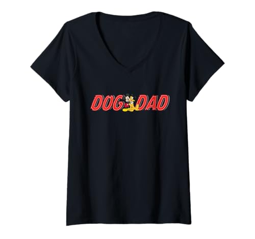 T-shirt Disney Dog Dad femme col V idéal pour balade et détente