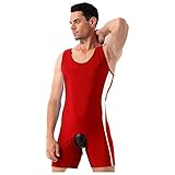 Doomiva Herren Ouvert Body Ärmellos Bodysuit Männer Einteiler Gymnastikanzug Sport Body Gym Fitness Training Overall Unterwäsche M-XXL Rot L