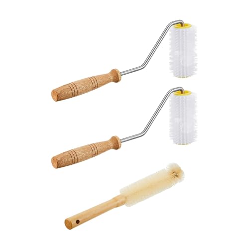 Moyeetings 3 Teiliges Honigschleuder Set mit Reinigungsbürste Und Praktischem Holzgriff