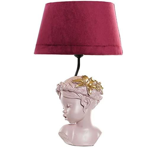 Lampe rose fillette en résine 49 cm : luminaire de chevet pour enfant