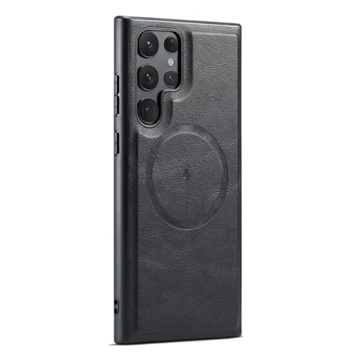 Étui magnétique Samsung S26 Ultra finition cuir rétro noir premium