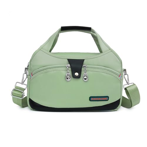Sac à bandoulière léger en nylon vert clair avec multi-poches pour femme