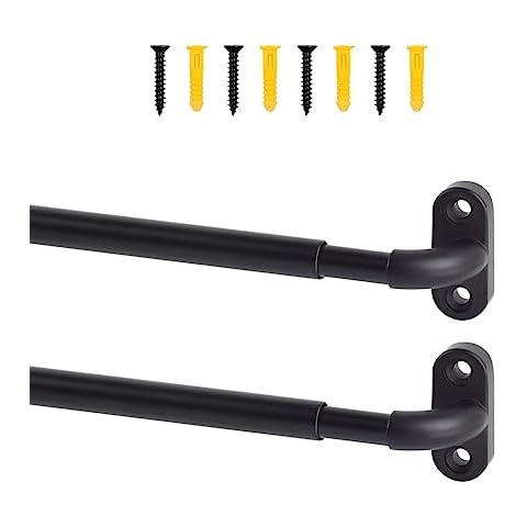TYRON 2 Pack Screwed Sash Curtain Rod Adjustable 18-30 Inch, 3/8 In. Diameter, French Door Curtain Rods (Black) Cover