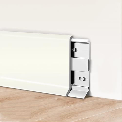 PEYNIR Zócalo Pared Rodapié De Aleación De Aluminio para Office, Zócalo Doblable Personalizable para Pasillo, Cubre Zócalo Impermeable con Diseño De Arco Circular(White W2.4in/6cm,55 in(140 cm))