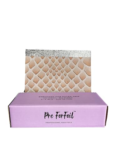 Pop-Up Hair Foil Sheets, 5 x 10.75 Inch, Pre-Cut Embossed Aluminum Foils for Hair Coloring, Highlighting & Salon Supplies, 100 Count(Croc Pattern)