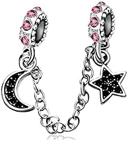 KunBead Jewelry Moon and Stars Safety Chain Charms Crystal Beads for Bracelets Necklaces