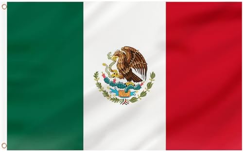 RDEDAO Mexico Flag 3x5 Ft Outdoor - Mexican Flag Outdoor Mexican MX National Flags Vivid Color Fade Proof Premium Polyester Double Stitched with 2 Brass Grommets