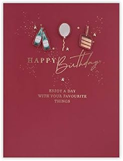 Clintons: Icons on Burgundy Birthday Card For Him, Birthday Card for Men, Male Birthday Card, Open Birthday Card 149x195mm 1159746 multi-colour