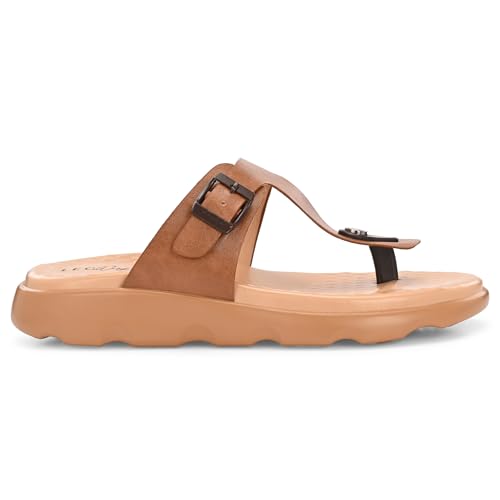 Image of Legwork Women's Orthopaedic T-Strap Thong Sandal | Acupressure Massage Footbed | EVA Cushioned Platform Sole | Doctor Arch Support | Adjustable Buckle Strap | Diabetic Friendly Flat Sandals for Women | UK 3-8 | Brown, Tan, Pink