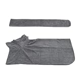 CLISPEED マイクロファイバー製犬用バスタオル 速乾性吸水バスローブ 調節襟付き ペット乾燥タオル 猫犬共用 グレー Lサイズ 入浴後ケア用