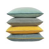 BTYRLE Samt Kissenbezug 45x45cm 4er Set Weich Modern Paspelkante Designs Kissenbezüge Dekorative Kissenhülle für Sofa Wohnzimmer Schlafzimmer,Gelb Serie