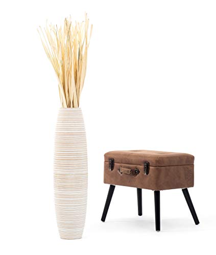 Leewadee Large Floor Vase – Handmade Flower Holder Made Of Wood, Sophisticated Vessel For Decorative Branches And Dried Flowers, 28 Inches, White Wash #TOP7