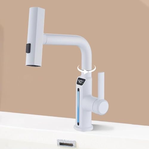 Robinet de salle de bain jet cascade extractible idéal pour laver les cheveux