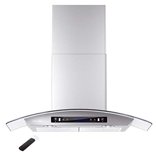 Black Friday Clearance HisoHu Wall Mount Range Hood, 30 Inch 780 CFM Stainless Steel Kitchen Chimney Vent, 4 Speed Gesture Sensing & Touch Control Switch Panel Exhaust Hood with Dimmable LED lights(A03-30")