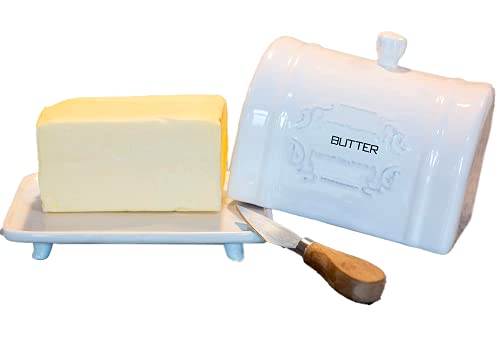 Keramik-Butterdose mit Deckel – Vintage-Keramik-Butterhalter –...