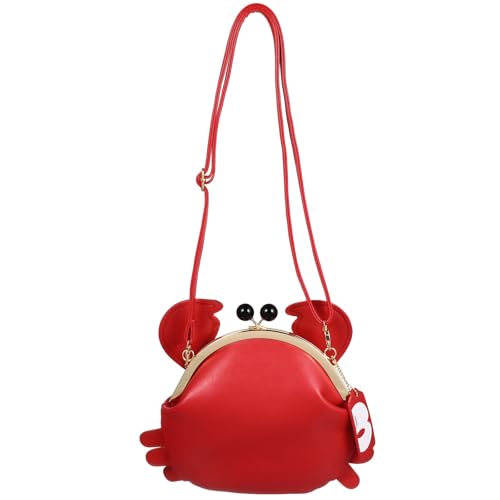 Sac à bandoulière femme cuir PU rouge petit paquet main crabe bourse