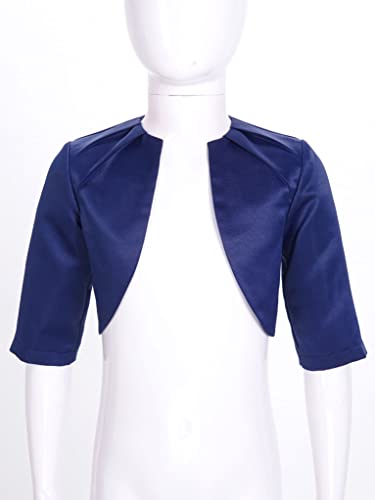 Sholeno Little Girls 3/4 Sleeve Satin Shawl Cardigan Open Front Elegant Party Shrug Wedding Party Cape3
