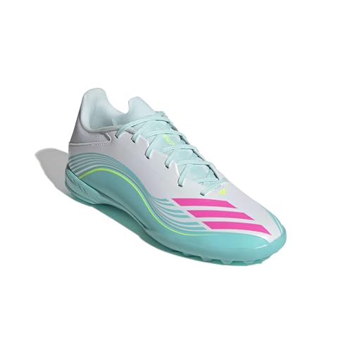 adidas Unisex-Adult F50 Messi League Turf, White/Lucid Pink/Flash Aqua, 7.5 - image 4
