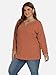 VISLILY 2X Womens Tops Plus Size Fashion Color Block T Shirts Loose Fit Crewneck Dressy Winter Pullover Sweatshirts Caramel