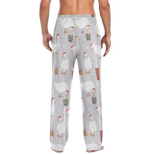 ALAZA Geese Duck Gray Men's Straight-Fit Pajama Pants Sleep Pants Bottoms3