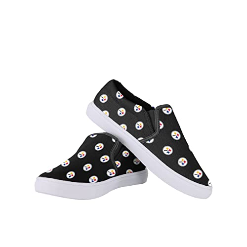 FOCO Pittsburgh Steelers NFL Womens Repeat Logo Slip On Canvas Shoe