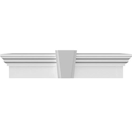Ekena Millwork 57" Bottom Width x 63 1/4" Top Width x 9"H x 1"P Crosshead w/ Deco Keystone