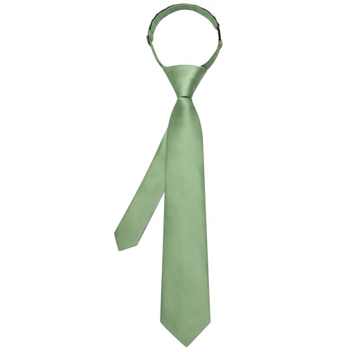 Image of Hi-Tie Pretied Boys Ties Solid Color Kids Adjustable Necktie Lapel Pin Clip Set Age 8-12 Wedding School Graduation