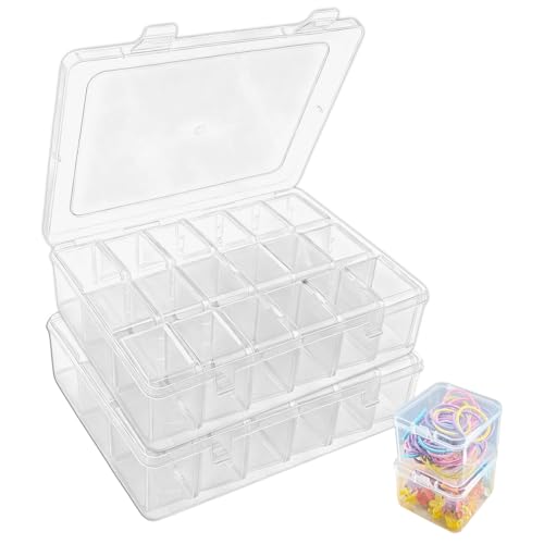 QINGYIWL 36 Piezas Cajas Almacenaje Plastico Pequeñas, Contenedor de Cuentas Pequeñas con 2 Caja Organizadora Grande, Caja Plastico Pequeña para Cuentas, Joyas y Otros Objetos Pequeños