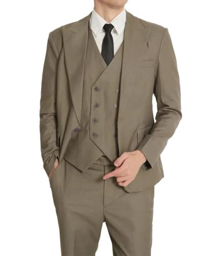 Men's Suits Slim Fit 3 Piece Suits for Men Double Breasted Suit Gold Button Blazer Wedding Suits Jacket Vest Pants Suit Set2