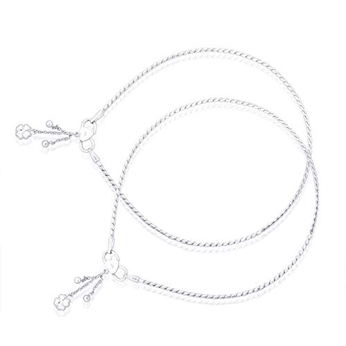 Image of TRUESILVER ACPL 925 Sterling Silver Anklets for Women | BIS Hallmarked Elegant Designer Chain Anklet Jewelry for Wedding Party Everyday Wear (Pair)
