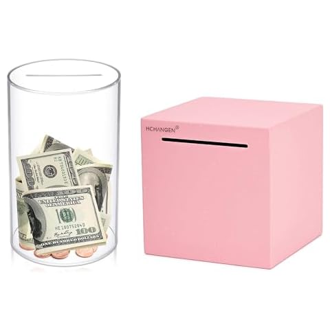 Piggy Bank for Adults Kids, Must Break to Open Unbreakable Piggy Bank for Cash Saving (Clear&Stainless Steel) Cover