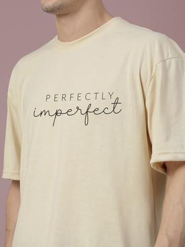 Image of CHKOKKO Mens Stylish Oversized T Shirt for Daily and Casual Wear Printed Design with Drop Shoulder and Half Sleeves