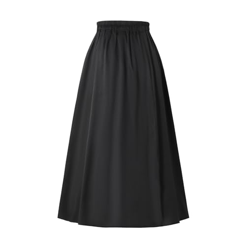 Ladies Elastic Waist Skirt Spring Summer and Autumn Leisure Pocket Skirt Hem Elegant2
