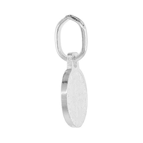 Very Tiny 8mm Sterling Silver St Benedict Medal Necklace for Women & Men 5/16 inch Round Italy 16-24 inch3