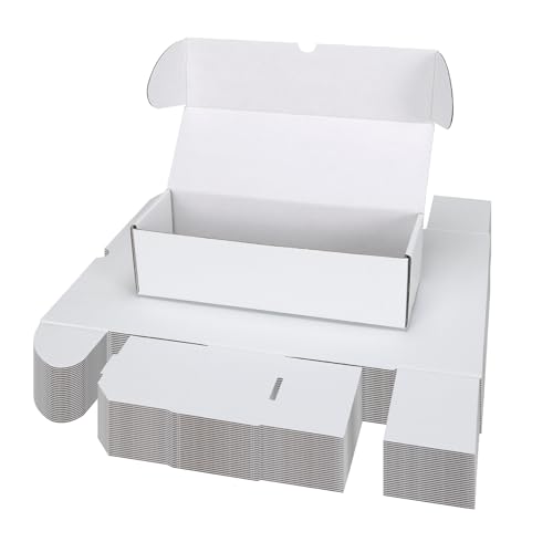 Serwrsw Bulk 900 Capacity Trading Cards Storage Box, in Total 25 Pack All White Cardboard Shipping Boxes for 22500 Count 12pt 2.5x3.5 inch Cards or Sleeved Cards