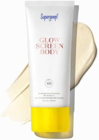 Supergoop! Glowscreen Body SPF 40 PA+++, 3.4 fl oz - Body Lotion + Broad Spectrum Sunscreen with Subtle Shimmer - Adds Instant Glow & Hydration - Contains White Stargrass & Coconut Alkanes