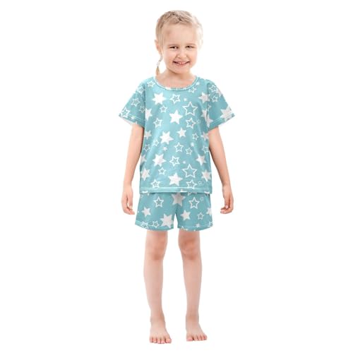 Pajama Short Sets Starry Sky with White Stars Soft Cotton Summer Sleepwear 2 Piece PJS Size 5-14T4