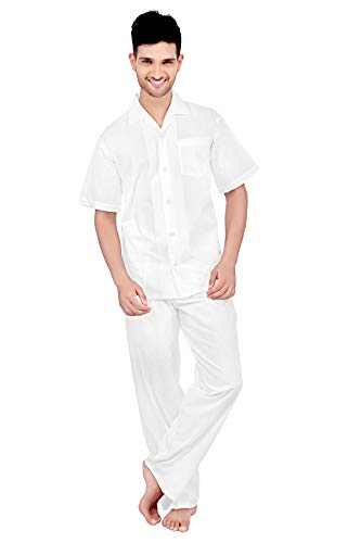 Image of Men's Cotton Plain /Solid Top and Pyjama Set Pack of 1
