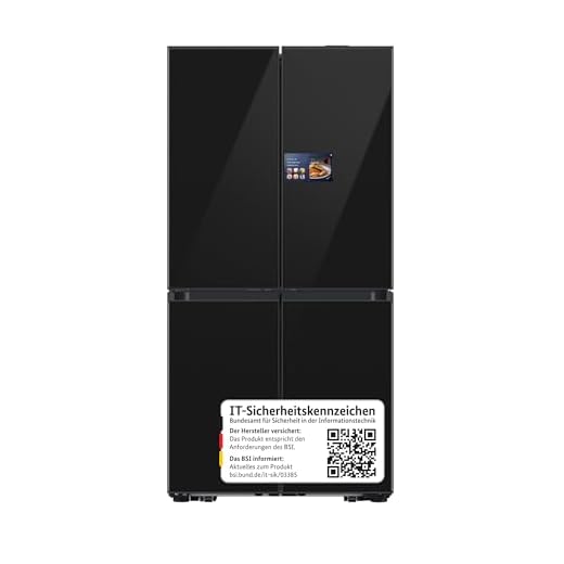 Samsung RM90F67CECEF Bespoke French Door Kühlschrank, 185 cm, 654 l, 255 l Gefriervolumen, AI Home, AI Vision mit integrierter Kamera, Beverage Center, Clean Deep Charcoal