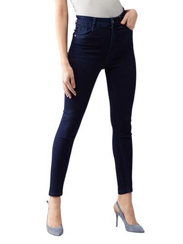 Image of Dolce Crudo Women's Skinny High Rise Bleached Cropped Stretchable Denim Jeans