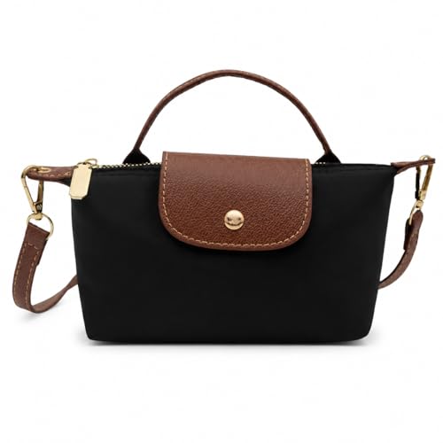 Image of Women's Mini Crossbody Tote Bag | Small Shoulder Bag for Women | Compact Mini Handbag with Zip | Hobo Purse | Adjustable Strap Small Tote for Everyday | Office | Evening Use Gift (Black)
