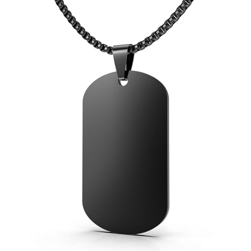 Mens Stainless Steel Dog Tag Pendant Necklace,Simple Blank Pendant Necklaces Jewelry Gifts for Men Women, 24